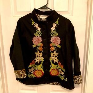 VTG Vanity Collection Sz XL Women’s Black Embroidered Jacket